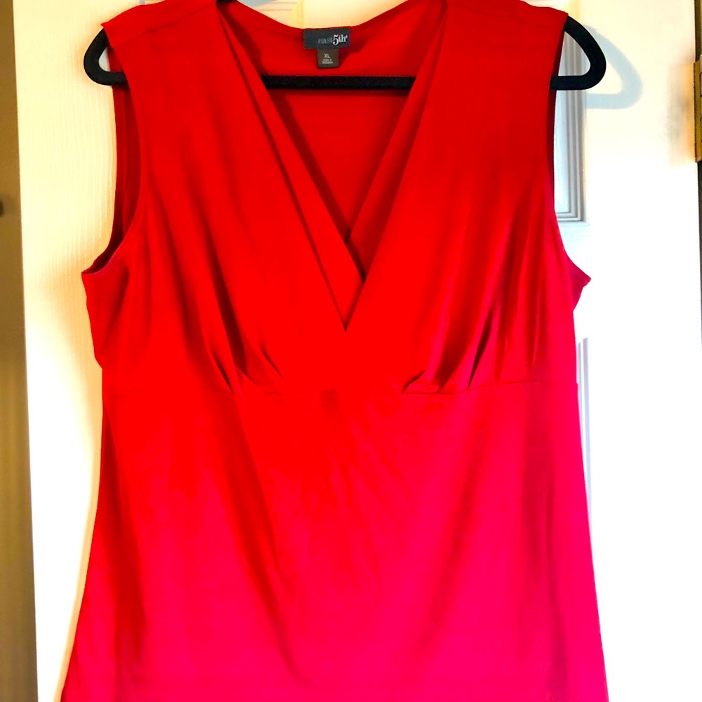 Dressy pleated blazer tank. Red